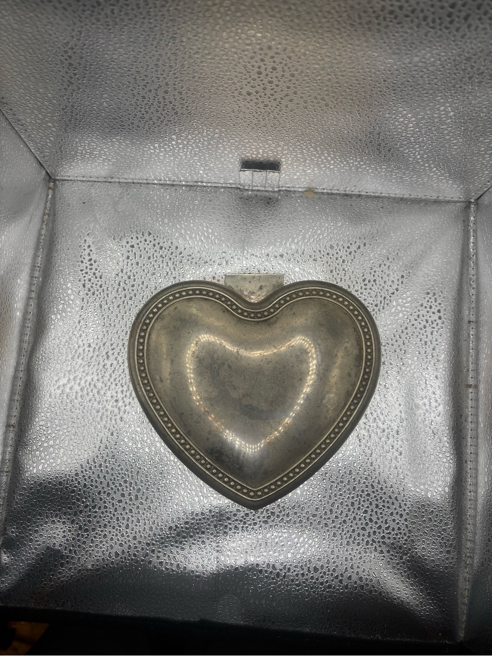 Heart Shaped Trinket Box - Silver Tone